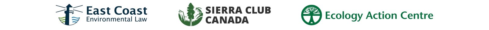 Logos for East Coast Environmental Law, Sierra Club Canada and the Ecology Action Centre