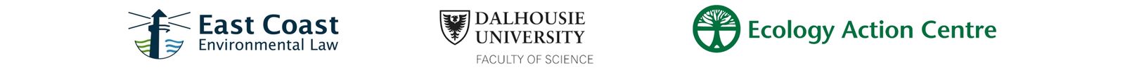 Logos for East Coast Environmental Law, Dalhousie University and the Ecology Action Centre