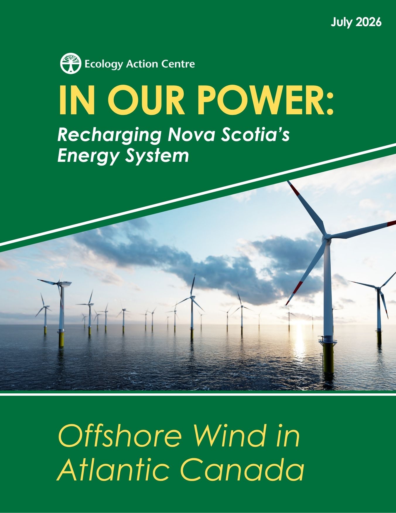 the cover of a report titled In Our Power: Recharging Nova Scotia's Energy System - Offshore Wind
