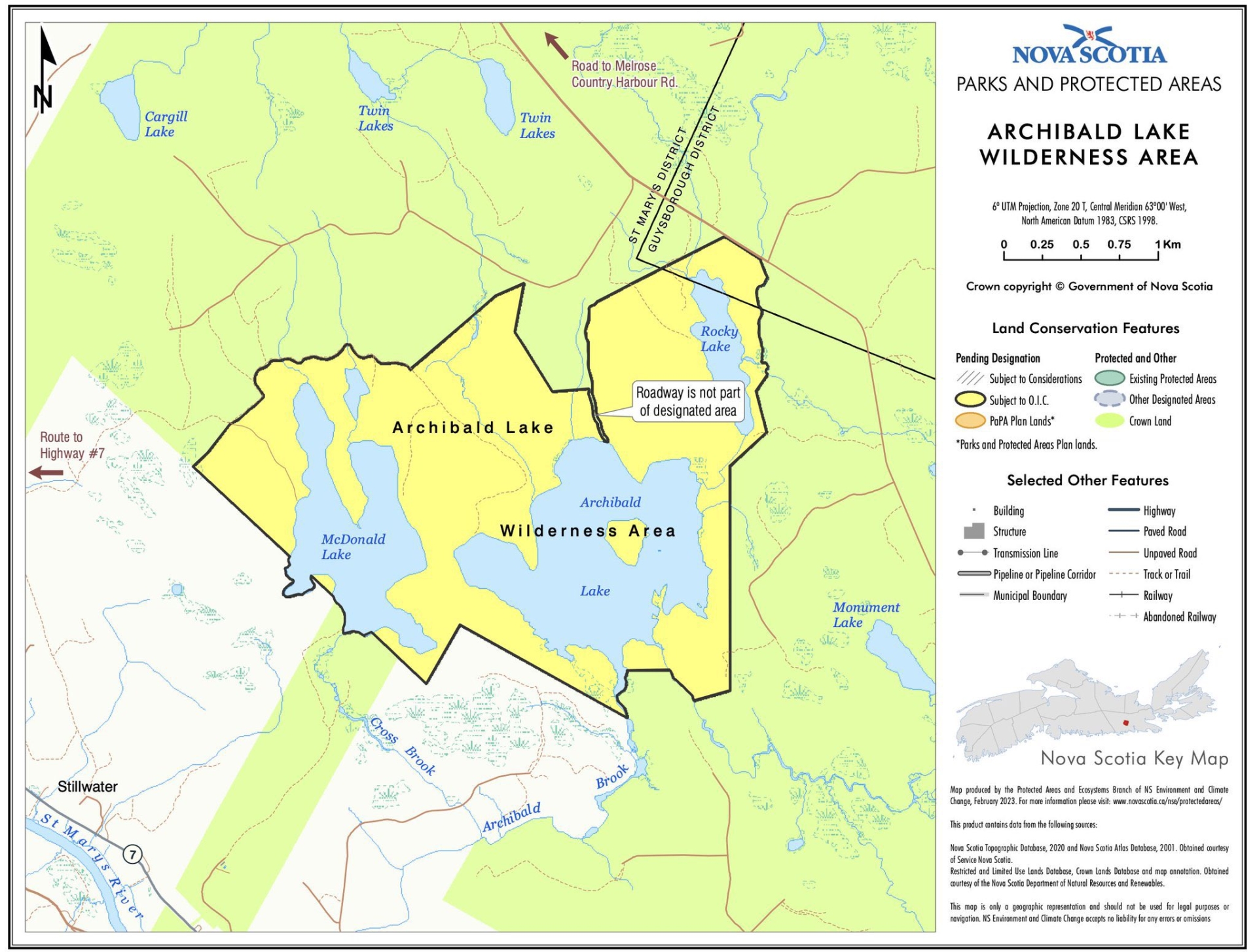 A map detailing the new Archibald Lake Wilderness Area