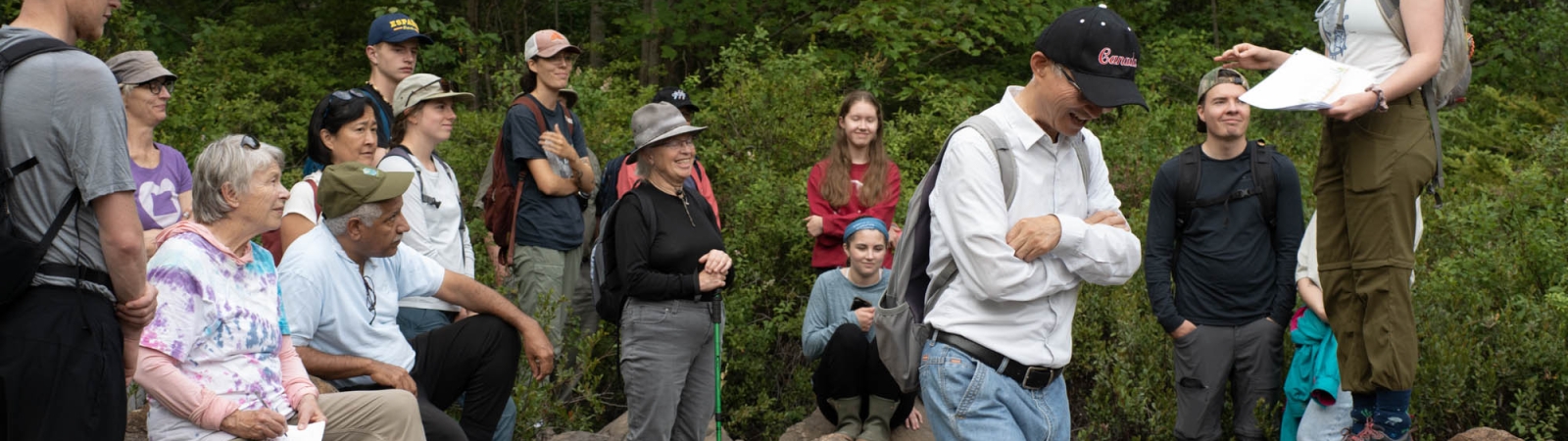 a group of people on a guided hike