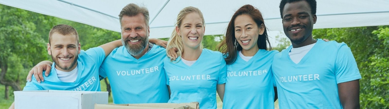Five diverse volunteers