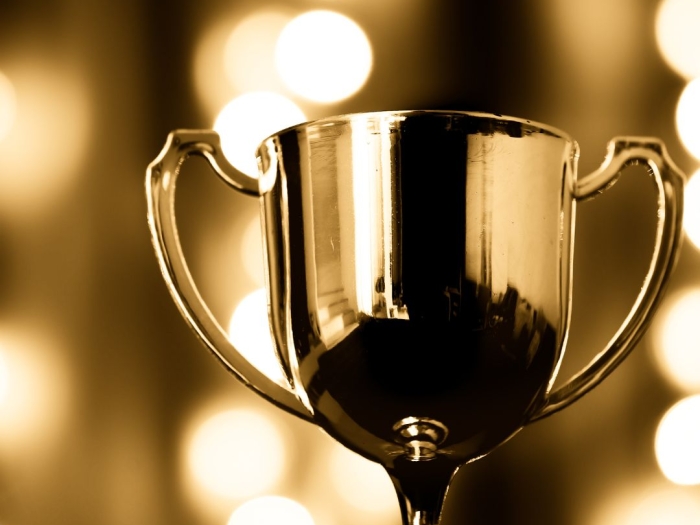 a gold trophy