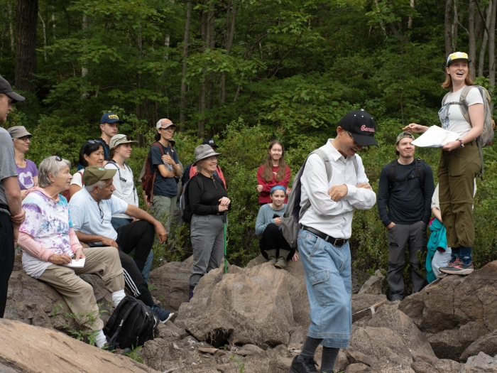 a group of people on a guided hike
